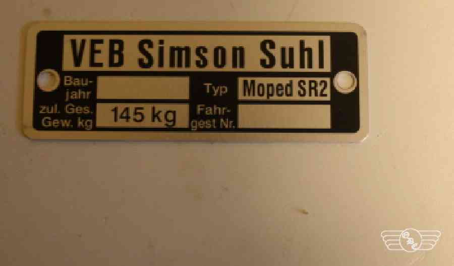 Typenschild SR2