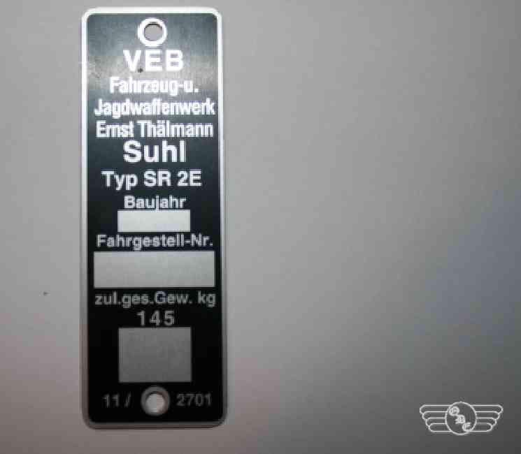 Typenschild SR2E
